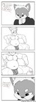 absurd_res anthro beard belly black_and_white briefs bulge canid canine canis canis_(canisfidelis) canisfidelis clothing comic digital_media_(artwork) domestic_dog english_text facial_hair hi_res hoodie humor lagomorph leporid male mammal monochrome rabbit shiba_inu slightly_chubby slightly_chubby_male solo spitz text thinking thoughtful_expression topwear underwear