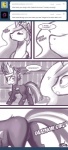 2012 ask_blog butt comic crown dialogue duo english_text equid equine eye_patch eyewear female female/female feral friendship_is_magic hair hasbro headgear hi_res horn john_joseco latex mammal monochrome my_little_pony mythological_creature mythological_equine mythology princess_celestia_(mlp) quadruped signature tail text tumblr twilight_sparkle_(mlp) unicorn