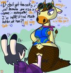 abdominal_bulge animal_crossing anthro big_penis bouncing_breasts breasts clothed clothed_sex clothing cowgirl_position dominant dominant_female dumbun duo english_text erect_nipples female fishnet_clothing footwear from_front_position genitals giraffe giraffid gracie_(animal_crossing) heart_eyes heart_symbol high_heels klutzatdusk lagomorph larger_female leporid male male/female mammal nintendo nipple_outline nipples nipples_visible_through_clothing on_bottom on_top penetration penis public public_sex rabbit sex shoes size_difference small_but_hung text torn_clothing vaginal vaginal_penetration wide_hips