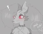 anthro collar conditional_dnp female freckelz helluva_boss hi_res inner_ear_fluff loona_(helluva_boss) solo surprised_expression tuft