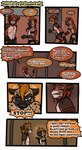 2018 anthro biped collar comic detailed_background dialogue duo english_text fur greeting hair havoc_(tatsuchan18) hi_res hyena male mammal open_mouth profanity speech_bubble standing tatsuchan18 text