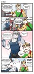 anthro blush bottomwear clothing comic dialogue duo english_text felid gym_pals h155296 hi_res male mammal myosotis_(gym_pals) pal_(gym_pals) pantherine shirt shorts tank_top text tiger topwear