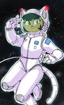 2022 anthro astronaut black_hair dbaru domestic_cat felid feline felis female fur green_eyes hair hi_res kitty_katswell mammal nickelodeon solo space t.u.f.f._puppy tan_body tan_fur