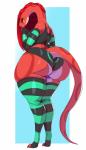 2018 absurd_res anthro armwear belly_scales big_breasts big_butt biped breasts butt butt_pose clothing countershading curvy_figure digital_media_(artwork) elbow_gloves elyssa_(trinity-fate62) eyelashes eyewear fangs female forked_tongue full-length_portrait glasses gloves hair half-closed_eyes hand_above_breast hand_on_breast hand_on_own_breast handwear hi_res huge_butt huge_hips legwear long_hair long_neck looking_back low-angle_view midriff narrowed_eyes non-mammal_breasts panties pear-shaped_figure portrait pose pupils rear_view red_body red_hair reptile scales scalie shirt skindentation slit_pupils snake solo squish standing stockings tank_top teeth thick_thighs thigh_highs thigh_squish tight_clothing tongue tongue_out topwear trinity-fate62 underwear voluptuous wide_hips yellow_sclera