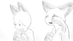 16:9 4_fingers animal_crossing anthro bodily_fluids clothed clothing dialogue_in_description domestic_cat dragonweirdo felid feline felis female fingers hi_res mammal markings mole_(marking) monochrome nintendo olivia_(animal_crossing) smile solo tears widescreen wiping_tears