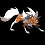 1:1 alpha_channel ambiguous_gender canid canine claws dusk_lycanroc feral fur generation_7_pokemon green_eyes hi_res lycanroc mammal nintendo official_art orange_body orange_fur pokemon pokemon_(species) simple_background solo transparent_background unknown_artist white_body white_fur