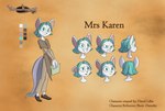 absurd_res anthro clothing dreamkeepers english_text female folder footwear hi_res mammal model_sheet mrs_karen_(dreamkeepers) mustelid otter outsider_artwork shoes solo teacher text