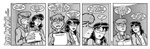 2020 anthro brave_new_world_(style_wager) breasts clothed clothing comic dialogue duo elevator english_text eyewear felid female fur glasses hair human jaque_smith leona_pryde lion mammal monochrome necktie pantherine style_wager text