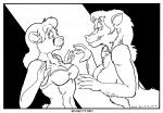 2005 breasts canid canid_taur canine canine_taur canis chakat chakona_space clothed clothing cougar dialogue duo english_text felid felid_taur feline female female/female goldendale hair herm_(lore) lupu mammal mammal_taur monochrome nude steamfox taur text wolf wolf_taur