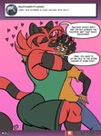 2021 anthro ask_blog black_body black_fur bottomwear brown_eyes cheek_tuft cinny_the_incineroar clothed clothing curled_hair dark_body dark_skin dialogue dialogue_box duo english_text eyewear facial_tuft fangs female fur generation_7_pokemon glasses hair hand_on_head heart_symbol hug human human_on_anthro incineroar interspecies jealous male male/female mammal markings multicolored_body multicolored_fur nintendo one_eye_closed pants patreon patreon_logo pokemon pokemon_(species) red_body red_fur red_nose ring_(marking) ringed_tail shirt shorts signature size_difference sketchybug speech_bubble striped_markings striped_tail stripes tail tail_markings tank_top teeth text thick_thighs topwear tuft two_tone_body two_tone_fur url will_the_pokemon_trainer