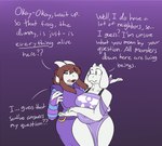 2023 alternate_species anthro boss_monster_(undertale) bovid breasts brown_hair caprine clothing dialogue digital_media_(artwork) dress duo english_text female fingers frisk_(undertale) fur hair mammal robertge text toriel undertale undertale_(series) white_body white_fur wide_hipped_female wide_hips