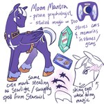 1:1 alternate_universe ambiguous_gender belt buzz_cut container crescent_moon cup cutie_mark english_text enrico_pucci equid equine eyebrows facial_hair feathered_wings feathers feral frown fur gastropod gem gold_(metal) hair halo hasbro hi_res hooves jojo's_bizarre_adventure magic mammal mollusk moon my_little_pony mythological_creature mythological_equine mythology neckwear pegasus ponification purple_body purple_fur regularcitrus sideburns smoking_eyes snail snout solo tail text wings