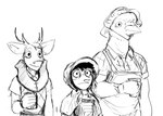 2023 american_opossum anthro avian bird black_and_white clothing columbid comic costume deer deer_prince eyewear female frankie_(hladilnik) glasses group halloween hat headgear headwear hi_res hladilnik holidays male mammal marsupial marylin_(hladilnik) monochrome pigeon sketch trio