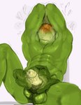 abs anthro balls blush blush_lines blushing_profusely bodily_fluids cabbage elemental_creature elemental_humanoid erection flora_fauna food food_creature food_humanoid for_a_head genital_fluids genitals green_body heart_symbol hi_res holding_penis humanoid kogito leaf living_cabbage living_vegetable male muscular muscular_male nude object_head pecs peeling penis plant plant_humanoid precum raised_arms simple_background solo sweat unusual_anatomy unusual_genitalia unusual_penis vegetable white_background