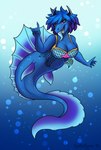 2018 anthro blue_body blue_bra blue_clothing blue_frill blue_hair blue_horn blue_tongue blue_underwear bra breasts clothing cobalt_(notagoddess) dorsal_frill dragon female frill_(anatomy) glistening glistening_eyes hair hi_res horn hybrid looking_at_viewer marine multicolored_hair mythological_creature mythological_scalie mythology open_mouth purple_eyes purple_hair scalie solo sparkles tiggybloom tongue tongue_out two_tone_hair underwear