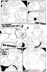 absurd_res anthro asinus ballbusting balls belly big_balls big_penis body_hair cock_and_ball_torture comic dialogue donkey duo english_text equid equine genital_torture genitals hairy_balls hi_res huge_balls huge_penis hyena hyper hyper_balls hyper_genitalia jeffrey_taggart luchador male mammal nipples overweight overweight_male penis profanity speech_bubble text thewilldpink wrestler