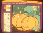 4:3 anthro areola_outline big_breasts bodypaint breasts female filter halloween holidays huge_breasts pumpkin_breasts reptile scalie snake snapps solo user_interface window_(computing)