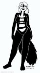 2021 anthro breasts clothed clothing ear_piercing female fur greyscale hair kelly_o'dor mammal mephitid monochrome navel open_mouth piercing skunk solo swimwear tegerio whiskers zandar's_saga