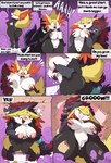 2023 absurd_res anthro anus areola big_breasts big_butt black_body black_fur body_size_growth breasts butt comic delphox dialogue english_text female fuf fur generation_5_pokemon generation_6_pokemon genitals growth hair hi_res husband_and_wife inner_ear_fluff macro male male/female married_couple nintendo nipples nude pink_areola pink_nipples pokemon pokemon_(species) pussy red_hair size_transformation text transformation tuft zoroark