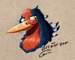 artandbeer avian beak blue_body feathered_crest feathers female feral generation_3_pokemon gyrotech head_crest markings mistral_(gyro) nintendo pokemon pokemon_(species) red_markings swellow white_body white_markings yellow_eyes