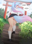 absurd_res animal_humanoid anthro blue_hair breasts canid canid_humanoid canine canine_humanoid clothed clothing english_text female hair hi_res humanoid long_hair luxurias mammal mammal_humanoid pink_hair rear_view silvervale solo tail text vshojo vtuber