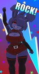 3d_(artwork) absurd_res accessory arm_warmers armwear bonfie_(cryptiacurves) bonnie_(fnaf) bow_tie breasts buckteeth cleavage clothed clothing colored_nails digital_media_(artwork) female five_nights_at_freddy's hair hair_accessory hair_over_eye happy hi_res huge_filesize lagomorph legwear leporid looking_at_viewer mammal nails overalls pink_eyes poster purple_body rabbit rabbit_ears scottgames solo stikcs teeth thigh_highs