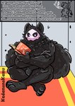 absurd_res anthro black_body book canid canine changed_(video_game) english_text goo_creature hi_res kedamonokamu male mammal mask puro_(changed) ralsei_smoking_blunt solo tagme text