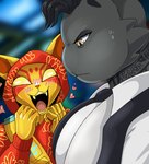 Rating: s
ID: 5655958
Date: 2025-06-20 16:00:44 -0400
Status: active
Score: 14
ambiguous_gender anthro blurred_background bodily_fluids clothed clothing duo epic_games felid feline fortnite fur grey_body grey_fur hi_res imperatorcaesar male mammal markings meowdas mouth_closed nyanja_(fortnite) red_markings side_view sweat sweatdrop tan_eyes yellow_body yellow_eyes post #5655958