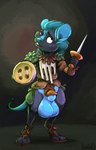 2023 animancer avoidedcat balls big_balls blue_balls clothed clothing cutlery fork genitals hi_res holding_object holding_weapon huge_balls kitchen_utensils looking_up male mammal micro mouse murid murine partially_clothed rodent signature small_but_hung solo tiny_(disambiguation) tools tundra weapon