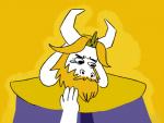 2015 anthro asgore_dreemurr ask-kingasgore beard blonde_hair bodily_fluids boss_monster_(undertale) bovid cape caprine clothing crown facial_hair hair headgear horn long_ears male mammal mature_anthro mature_male solo source_request tears undertale undertale_(series)