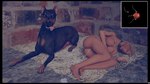 16:9 3d_(artwork) all_fours bestiality bestiality_impregnation big_breasts black_border blonde_hair bodily_fluids border breasts canid canine canis collar cum digital_media_(artwork) dobermann doggystyle domestic_dog duo female female_penetrated feral forced from_behind_position genital_fluids hair hanging_breasts hannah_palmer hi_res human impregnation interspecies jollybizz male male/female mammal nipples pain penetration pinscher rape realistic_feral scared sex skinny slave sleeping small_waist thrusting unrealistic vaginal vaginal_penetration wall_(structure) widescreen