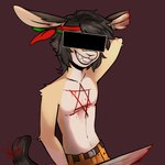 Rating: q
ID: 5251096
Date: 2024-12-18 16:10:32 -0500
Status: active
Score: 7
2024 accessory anthro artist_logo bandage bandage_on_face bandage_on_nose bangs belt belt_buckle black_hair black_nose black_tail blood blood_on_chest blood_on_ear blood_on_weapon bodily_fluids bottomwear brown_belt buckle buckteeth censor_bar censored_eyes clothed clothed_anthro clothing colored digital_drawing_(artwork) digital_media_(artwork) english_description fur green_headband hair half-length_portrait hand_behind_head headband hexagram hi_res knife lagomorph leporid light lighting logo long_ears male mammal melee_weapon multicolored_body multicolored_fur nand_maple navel notched_ear orange_bottomwear orange_clothing orange_pants oscar_(nand_maple) pants portrait rabbit red_background red_headband redraw shaded shirtless_anthro shirtless_male simple_background slim_anthro slim_male solo symbol tail teeth toothy_grin two_tone_body two_tone_fur weapon white_body white_fur wounded yellow_body yellow_fur post #5251096