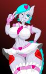 2015 anthro big_breasts bottomwear breast_implants breasts clothed clothing dawny_(jrvanesbroek) earth_pony equid equine fan_character female hasbro heart_eyes heart_symbol hi_res horse jrvanesbroek looking_at_viewer mammal my_little_pony one_eye_closed pony skirt smile solo under_boob upskirt wink