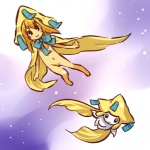 1:1 alternate_species barefoot blonde_hair bottomless cape chibifur clothed clothing cosplay duo feet female generation_3_pokemon hair hat headgear headwear hitec human humanized humanoid jirachi legendary_pokemon long_hair mammal nintendo not_furry pokemon pokemon_(species) ribbons smile