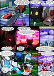 2016 absurd_res aircraft airship amethyst_(kitfox-crimson) anthro battle black_body black_fur blue_sky cloud colored comic dasyuromorph day dialogue english_text explosion female fur gun hi_res hookturn_(kitfox-crimson) in_our_shadow jetflash_(kitfox-crimson) kitfox-crimson lemur machine male mammal marsupial mecha murid murine numbat primate ranged_weapon rat rodent sky strepsirrhine text vehicle weapon