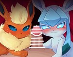 3_toes :3 bestiality blue_body blue_fur blue_sclera blush blush_lines bodily_fluids censor_bar censored curtains cute_fangs eeveelution eyelashes fangs feet female female_on_human feral first_person_view flareon fur generation_1_pokemon generation_4_pokemon genital_fluids genitals glaceon glans group hi_res himimi human human_on_feral ineffective_censorship interspecies leaking_precum looking_at_viewer male male/female male_on_feral mammal nintendo on_top orange_body orange_fur paws penis penis_in_face pokemon pokemon_(species) pokephilia precum precum_on_penis sweat sweatdrop sweaty_face tan_body tan_fur teeth toes trio white_eyes