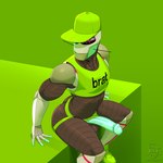 1:1 2024 balls baseball_cap big_penis brat_(charli_xcx) butt charli_xcx clothed clothing clothing_aside crop_top english_text erection footwear genitals glans green_background green_clothing green_crop_top green_footwear green_hat green_headwear green_jockstrap green_shirt green_shoes green_topwear green_underwear hat headgear headwear hi_res humanoid humanoid_genitalia humanoid_penis jockstrap jockstrap_aside machine male muscular muscular_humanoid muscular_male navel nixxxbot nixxxbot_(character) not_furry penis robot robot_humanoid shirt shoes simple_background sitting smile solo text text_on_clothing text_on_crop_top text_on_shirt text_on_topwear thick_thighs topwear underwear underwear_aside vein watermark