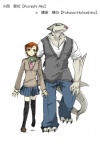 2:3 anthro dlion0000 duo female fish human human_on_anthro interspecies kemokare male male/female mammal marine shark simple_background tail white_background