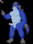 2024 3:4 4_toes 5_fingers abs absurd_res alpha_channel anthro barazoku big_penis black_hair blue_body blue_fur conditional_dnp erection feet fingers fur genitals glans grin hair hi_res humanoid_genitalia humanoid_hands humanoid_penis hyena kazuhisa kbh_kazuhisa kemoteto_yakuza_project male mammal nipples nude pecs penis red_eyes smile solo spotted_hyena toes