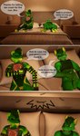 3d_(artwork) anthro armor bed belly_nipples blender_(artwork) blender_cycles bone_tail brother_(lore) brother_and_sister_(lore) canid canine canis claws clothing comic dialogue digital_media_(artwork) duo english_text feet female fur furniture genitals green_body green_fur hairy_pussy hi_res incest_(lore) lance_barrowpaw lance_the_lich lich male male/female mammal pawpads paws pubes pussy sibling_(lore) sister_(lore) skeletal_tail tail text toe_claws toes undead wolf