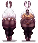 anthro big_butt big_ears bottom_heavy bottomless breasts brown_body brown_fur butt clothed clothing cropped_jacket digitigrade eyeshadow eyewear female fur glasses hair hi_res highleg_panties huge_butt itzjaylock jewelry lagomorph legwear leporid lipstick long_hair makeup mammal medium_breasts navel navel_piercing necklace one_eye_closed panties piercing rabbit rectangular_glasses scut_tail short_tail solo tail thick_thighs thigh_highs underwear wavy_hair white_hair wide_hips