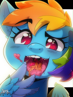 Rating: q
ID: 5710233
Date: 2025-07-15 10:08:00 -0400
Status: active
Score: 30
3:4 blue_body bodily_fluids duo equid equine female female/female feral friendship_is_magic hasbro heart_symbol hi_res horse macro macropod mammal marsupial mouth_play mouth_shot my_little_pony mythological_creature mythological_equine mythology open_mouth oral_vore pegasus pony rainbow_dash_(mlp) saliva saliva_on_tongue saliva_string scootaloo_(mlp) size_difference soft_vore teeth throat tongue tongue_out uvula vore wings zapor666 post #5710233