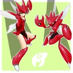 1:1 alternate_species animal_humanoid arthropod arthropod_humanoid clothing cosplay costume duo female generation_2_pokemon hair humanoid humanoidized insect insect_humanoid insect_wings low_res nintendo pokemon pokemon_(species) pokemon_costume pokemon_humanoid pokemorph ranphafranboise red_hair scizor wings yellow_eyes