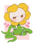 elemental_creature flora_fauna flower flower_creature flowey_the_flower green_body heart_symbol hi_res male plant retsuzyohana simple_background solo tentacles undertale undertale_(series)