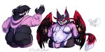 absurd_res anthro arachnid arthropod big_butt bulge butt dark_sclera demon domestic_cat duo felid feline felis fur hair hazbin_hotel henroin_(hazbin_hotel) hi_res husk_(hazbin_hotel) insect male mammal moobs nipples overweight overweight_anthro overweight_male pawpads paws scarythesustire spider teeth wings