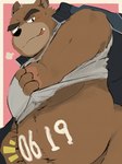 Rating: q
ID: 4864114
Date: 2024-06-19 11:21:45 -0400
Status: active
Score: 9
2024 4_fingers absurd_res anthro bear belly birthday black_bear black_nose blue_clothing blue_jacket blue_topwear body_writing bottomless bottomless_anthro bottomless_male brown_body brown_fur clothed clothing clothing_lift countershade_snout countershading fingers fur grey_body grey_clothing grey_countershading grey_fur grey_shirt grey_topwear half-closed_eyes hi_res jacket juuichi_mikazuki licking licking_lips looking_at_viewer male mammal moon_bear morenatsu multicolored_body multicolored_fur narrowed_eyes navel overweight overweight_anthro overweight_male pink_background puku216 shirt shirt_lift simple_background smile snout solo tongue tongue_out topwear two_tone_body two_tone_fur ursine writing_on_belly post #4864114