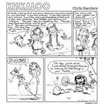 1:1 2007_(kiskaloo) 2008 2008_(kiskaloo) ambiguous_gender anthro black_and_white child chris_sanders clothing comic detailed_background dialogue domestic_cat dress duo english_text eye_patch eyewear feet felid feline felis female footwear group hair hindpaw human kick kiskaloo mammal metal_detector monochrome ogo_(kiskaloo) outside pantherine paws sandals sesi_(kiskaloo) shoes sitting smile speech_bubble tail text tiger toony trio url whiskers young