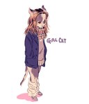 alternative_fashion anthro clothing domestic_cat english_text felid feline felis female gyaru j-fashion loose_socks mammal school_uniform solo sukidakesikanai text uniform