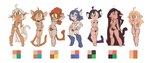 animal_humanoid arm_fur arm_hair armpit_hair biped black_body black_fur black_hair black_nipples blonde_hair blue_body blue_eyes blue_fur blue_hair body_hair breasts brown_body brown_eyes brown_fur brown_hair cat_humanoid cat_tail color_swatches digital_drawing_(artwork) digital_media_(artwork) ear_fur ear_tuft ears_down ears_up fair_skin felid felid_humanoid feline feline_humanoid female flat_chested flat_colors forearm_hair forearms front_view full-length_portrait fur green_eyes group hair heterochromia human humanoid hybrid inner_ear_fluff leg_fur long_hair male mammal mammal_humanoid messy_hair multiple_images nipples nude orange_body orange_fur orange_hair pale_skin palette pink_nipples pivoted_ears portrait pubes puffy_nipples reakuthecrate red_nipples short_hair sketch_page skinny small_breasts standing tanned_skin three-quarter_view tied_hair tuft white_body white_fur white_hair wide_hips yellow_body yellow_eyes yellow_fur