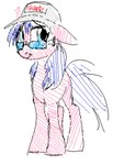 aliasing baseball_cap blue_eyes blue_eyewear blue_glasses blue_mane clothing colored_sketch digital_drawing_(artwork) digital_media_(artwork) dollpony equid equine eyewear female feral full-length_portrait glasses hasbro hat headgear headwear horse mammal mane microsoft_paint_(artwork) my_little_pony pink_body pony portrait rectangular_glasses santiago_arevalo simple_background sketch solo standing white_background